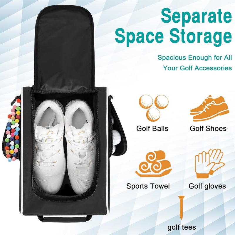 WOLT 2 Pcs Golf Shoe Bag for Travel- Zippered Shoes Carrier Bags with Ventilation & Double Outside Accessory Pocket for Socks, Tees, Golf Balls, etc. for women and men (Black+Pink) - Image 3